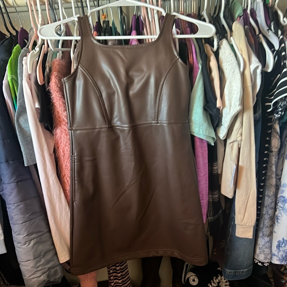 Ambercrombie & fitch Brown Leather Sleeveless Dress